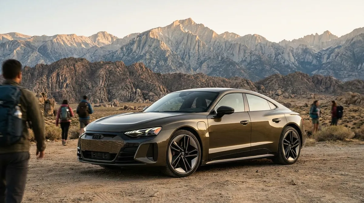 Audi e-tron parked, editorial photograph
